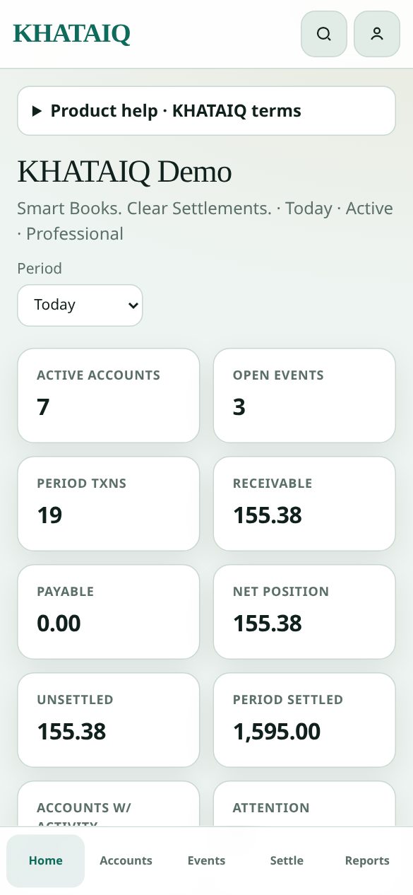 KHATAIQ mobile dashboard view for operators on the go